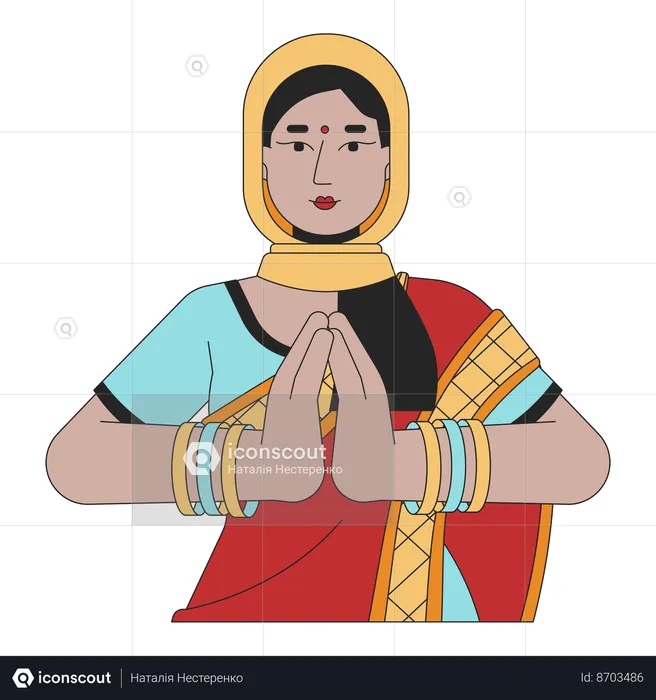 Indian woman doing namaste  Illustration