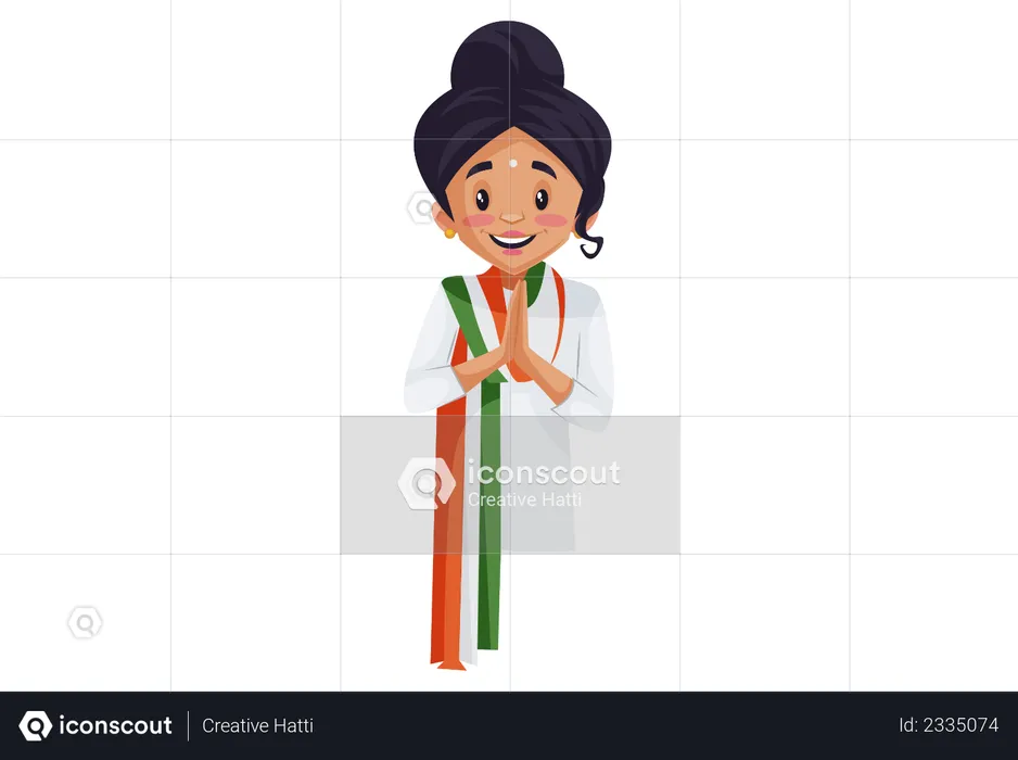 Indian woman doing Namaste  Illustration