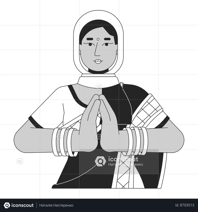 Indian woman doing namaste  Illustration