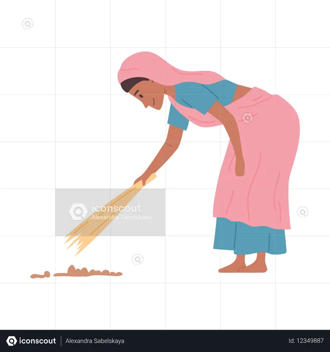 Indian woman working in field  Illustration
