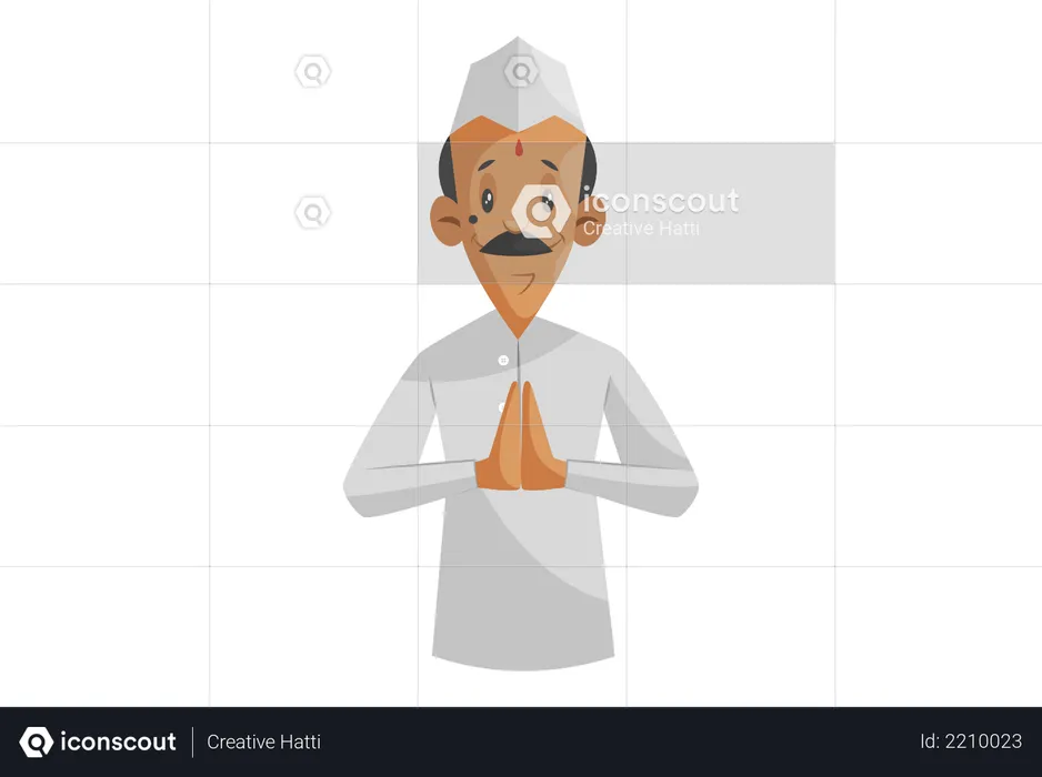 Dabbawala indien se tenant la main en signe de Namaste  Illustration