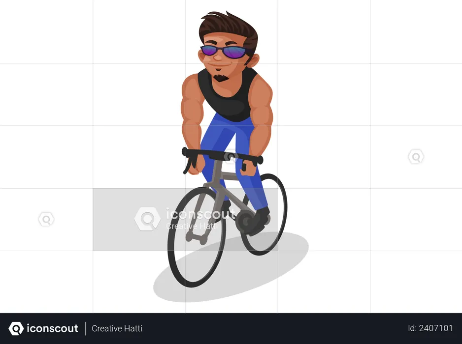 Homme indien à vélo  Illustration