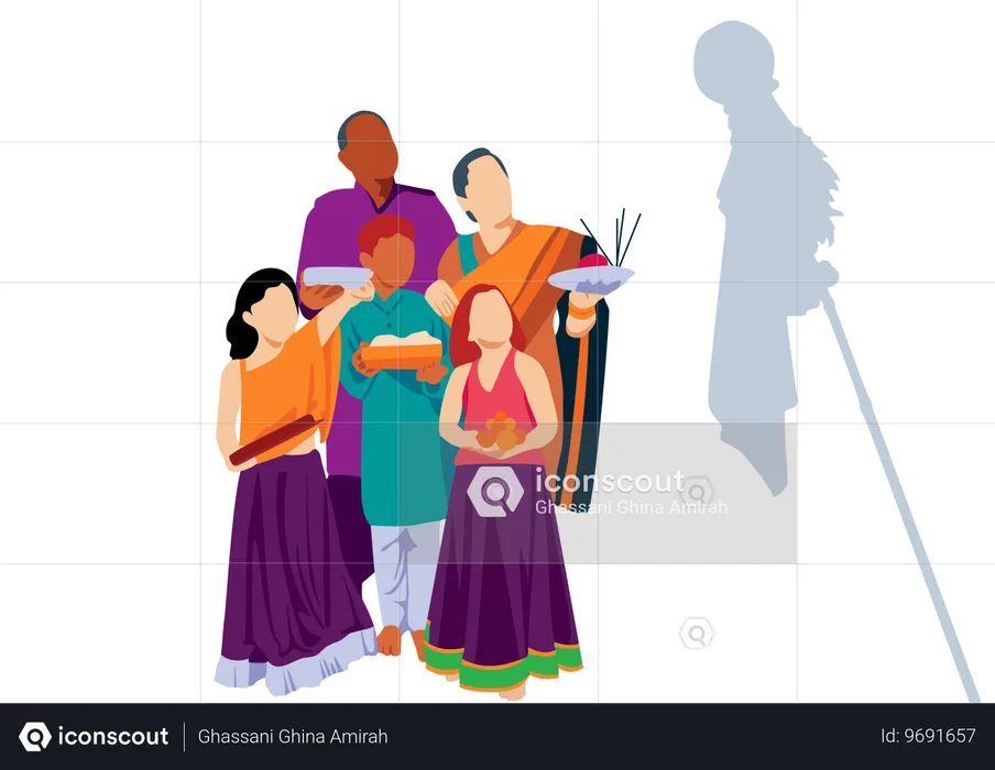 Indische Familie  Illustration