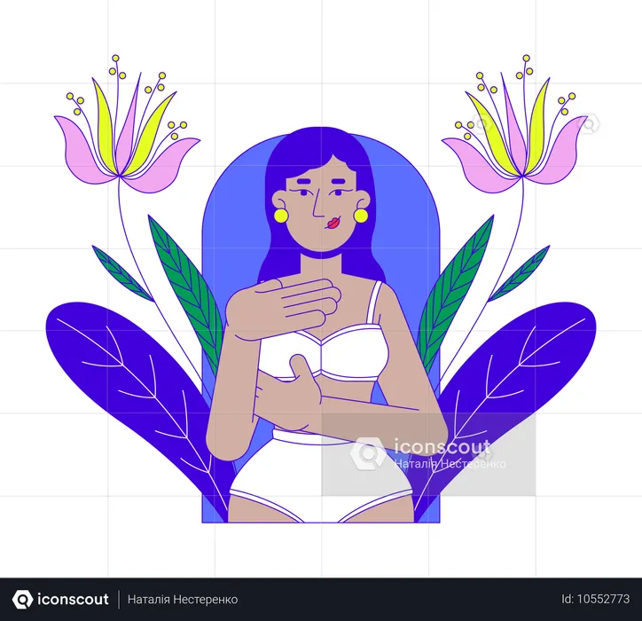 Indische Frau im Bikini untersucht sich  Illustration