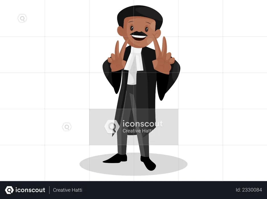 Indischer Anwalt mit Victory-Zeichen mit beiden Händen  Illustration