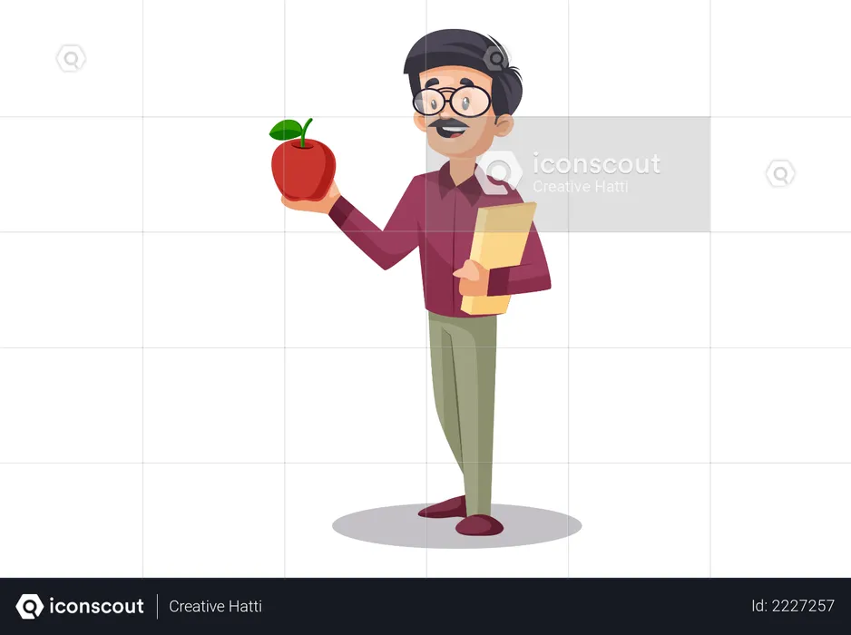 Indischer Lehrer hält Apfel für Newtons Gesetz  Illustration
