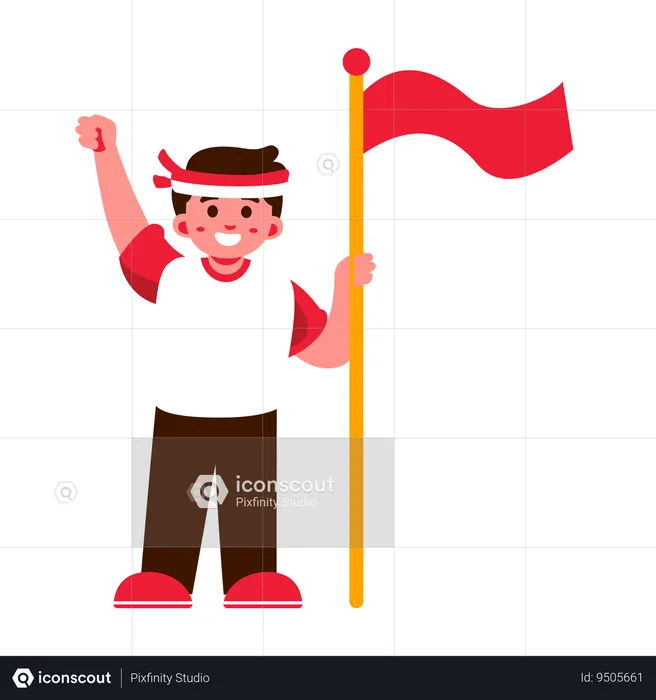Indonesia Child with Indonesia Flag  Illustration