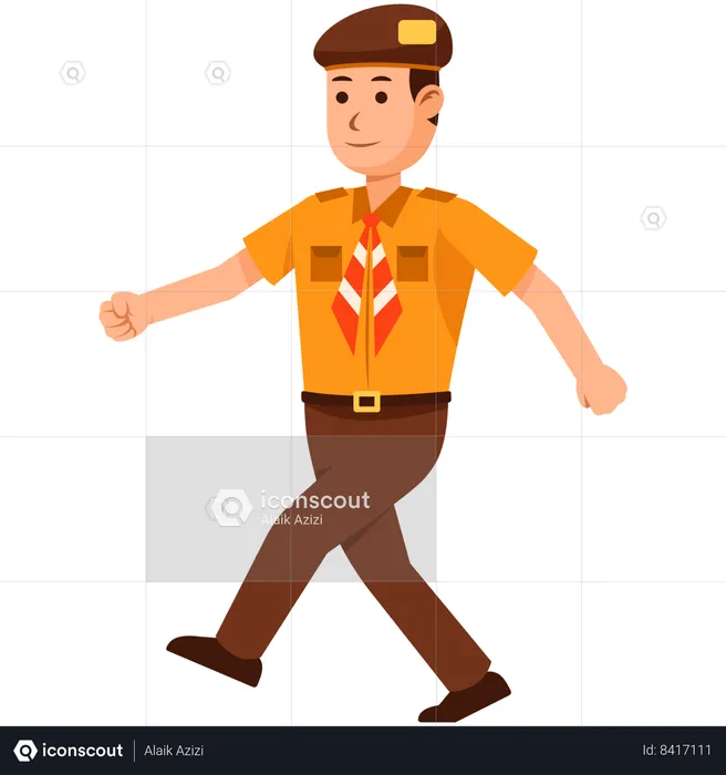 Indonesia Scout Boy doing parade  Illustration