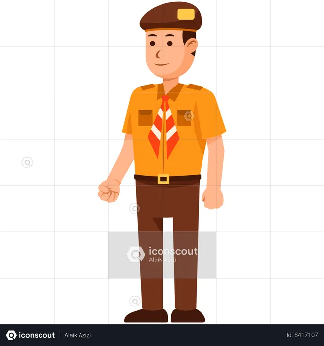Indonesia Scout Boy standing  Illustration