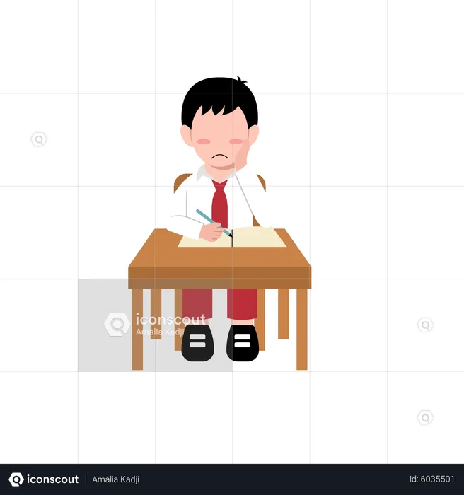 Indonesian boy studying  Illustration