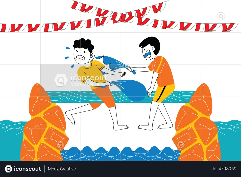Indonesian people playing smack game  Illustration