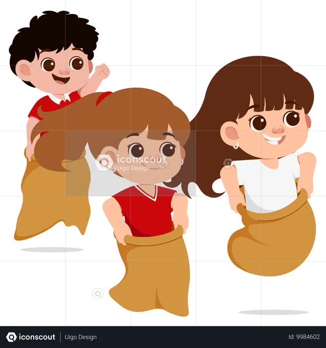 Indonesian Sack Race Competition  Illustration