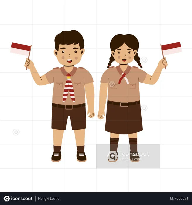 Indonesian scout kids  Illustration
