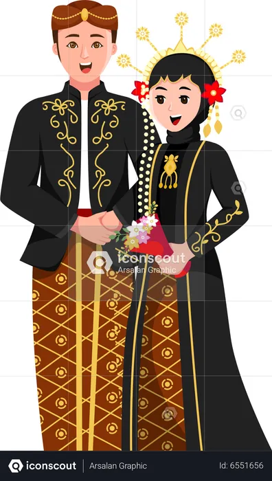 Indonesian Traditional Wedding Couple  Illustration