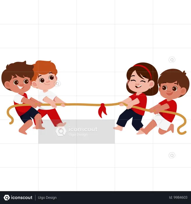 Indonesian Tug Of War Competition  Illustration