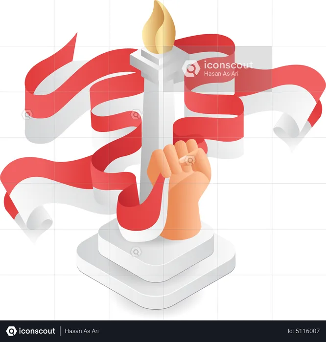 Indonesia's red and white flag  Illustration