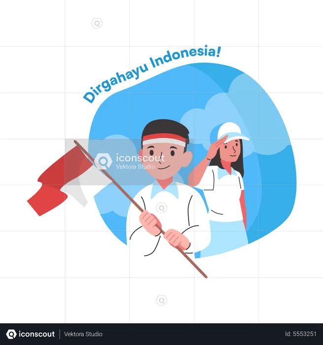 Unabhängigkeitszeremonie in Indonesien  Illustration