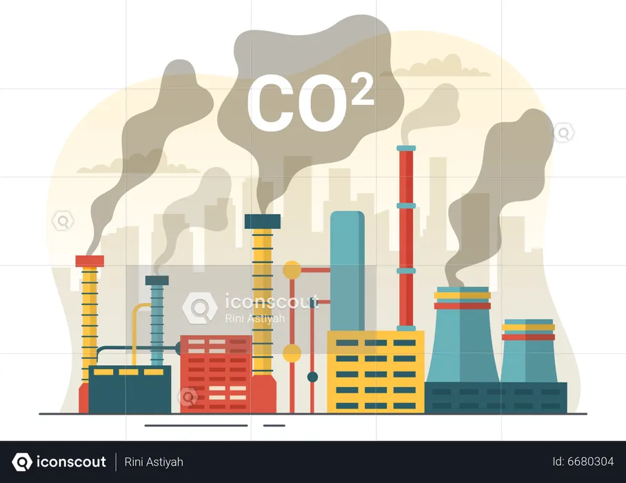 La industria produce dióxido de carbono  Ilustración