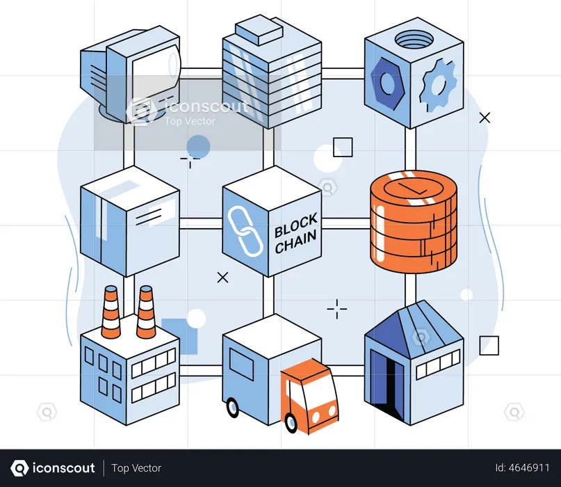 Industrial blockchain technology  Illustration