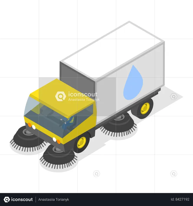 Industrial cleaning truck  Illustration