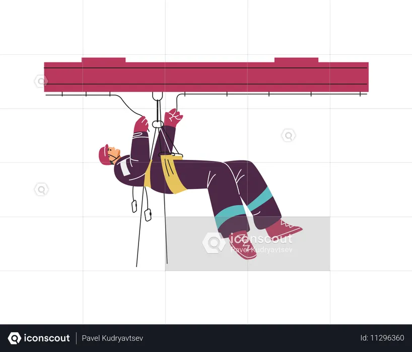 Industrial climber in uniform wearing insurance at work  Illustration