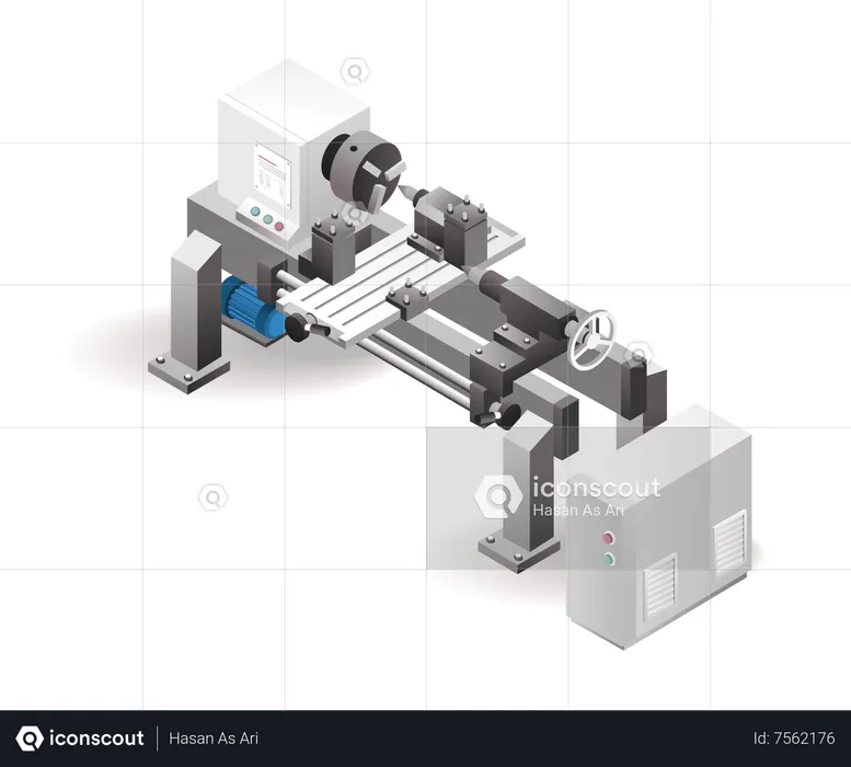 Industrial CNC automatic lathe drilling machine tool technology factory with artificial intelligence  Illustration