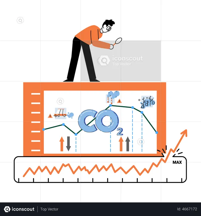 Industrial emissions affect changes in carbon dioxide  Illustration