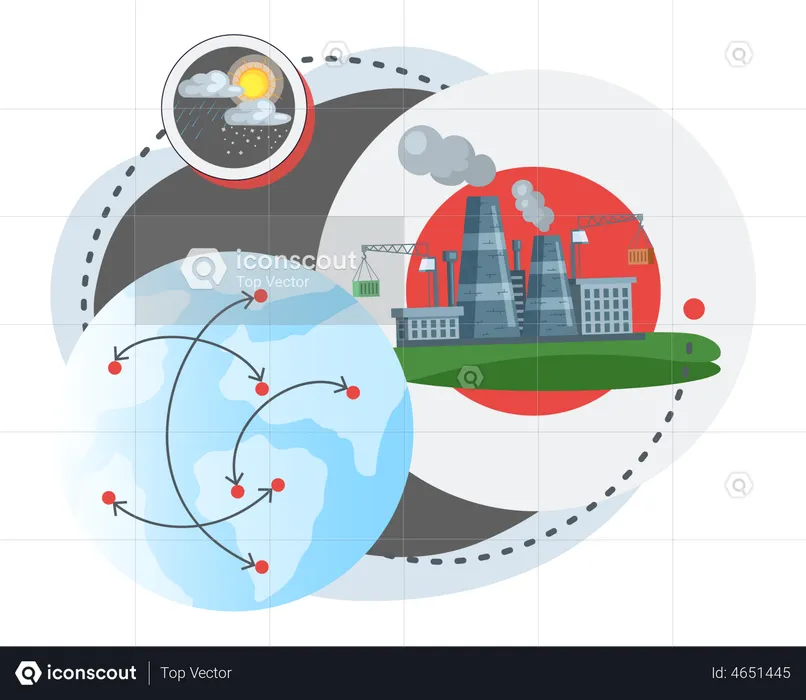 Industrial emissions destroy atmosphere  Illustration