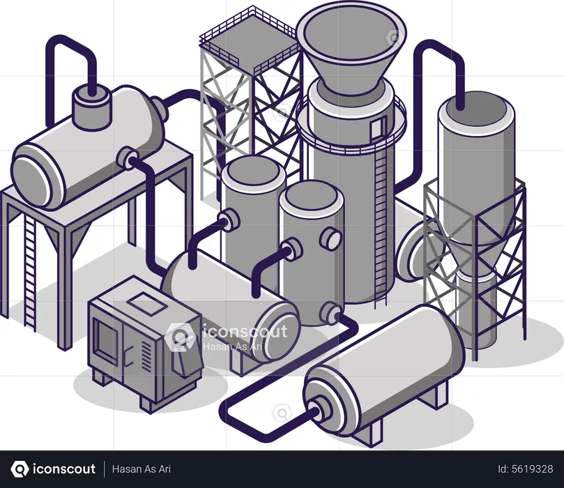 Industrial gas cylinders and pipelines  Illustration