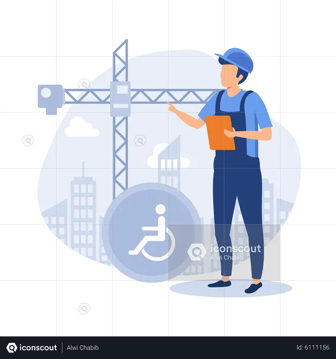 Industrial handicapped accessibility service  Illustration