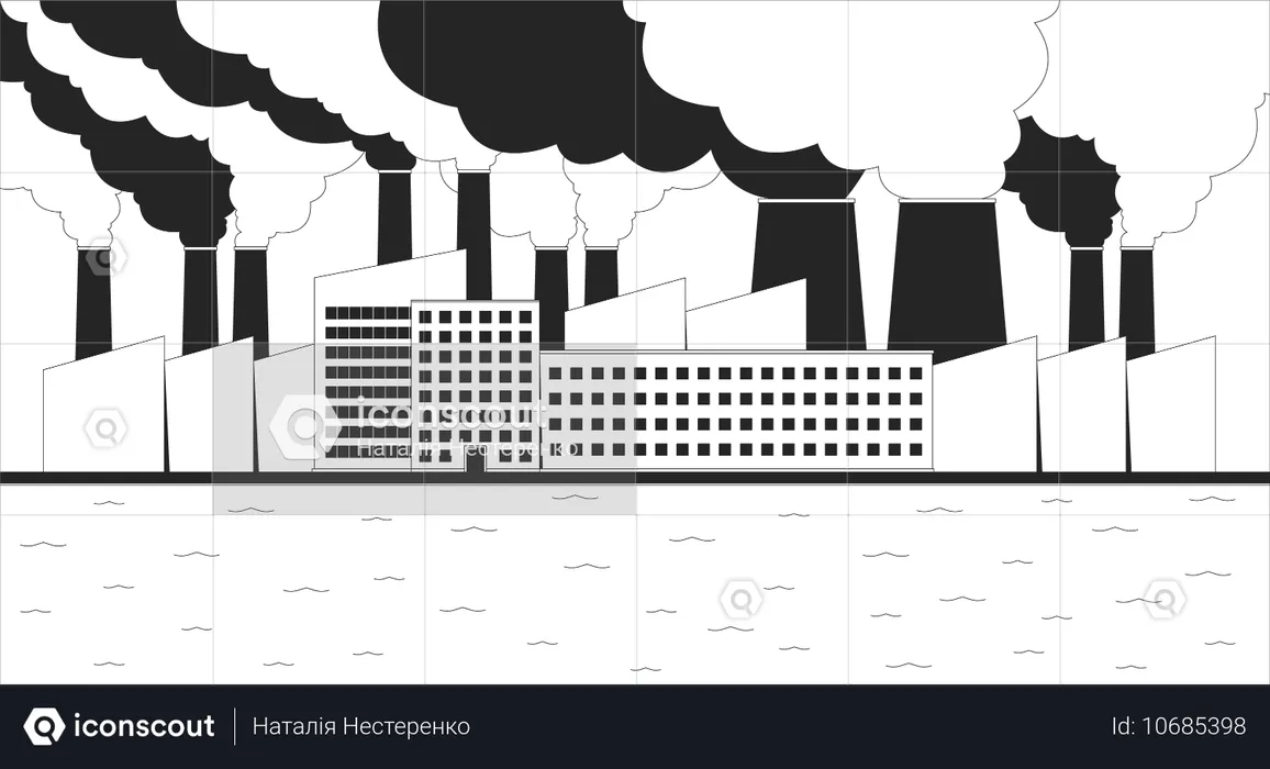 産業プラントの大気汚染  イラスト