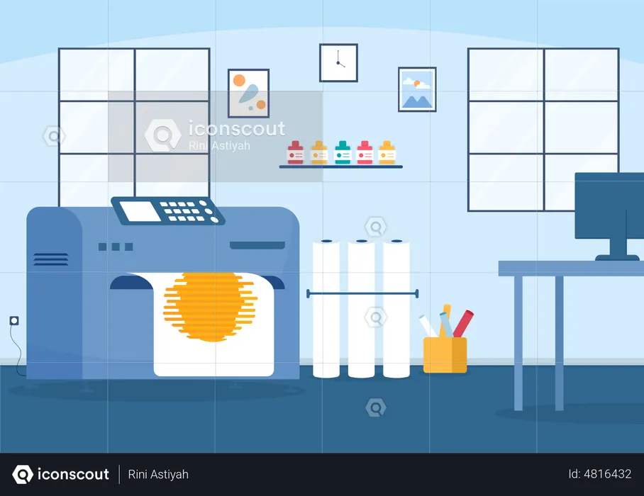 Industrial Print Shop  Illustration