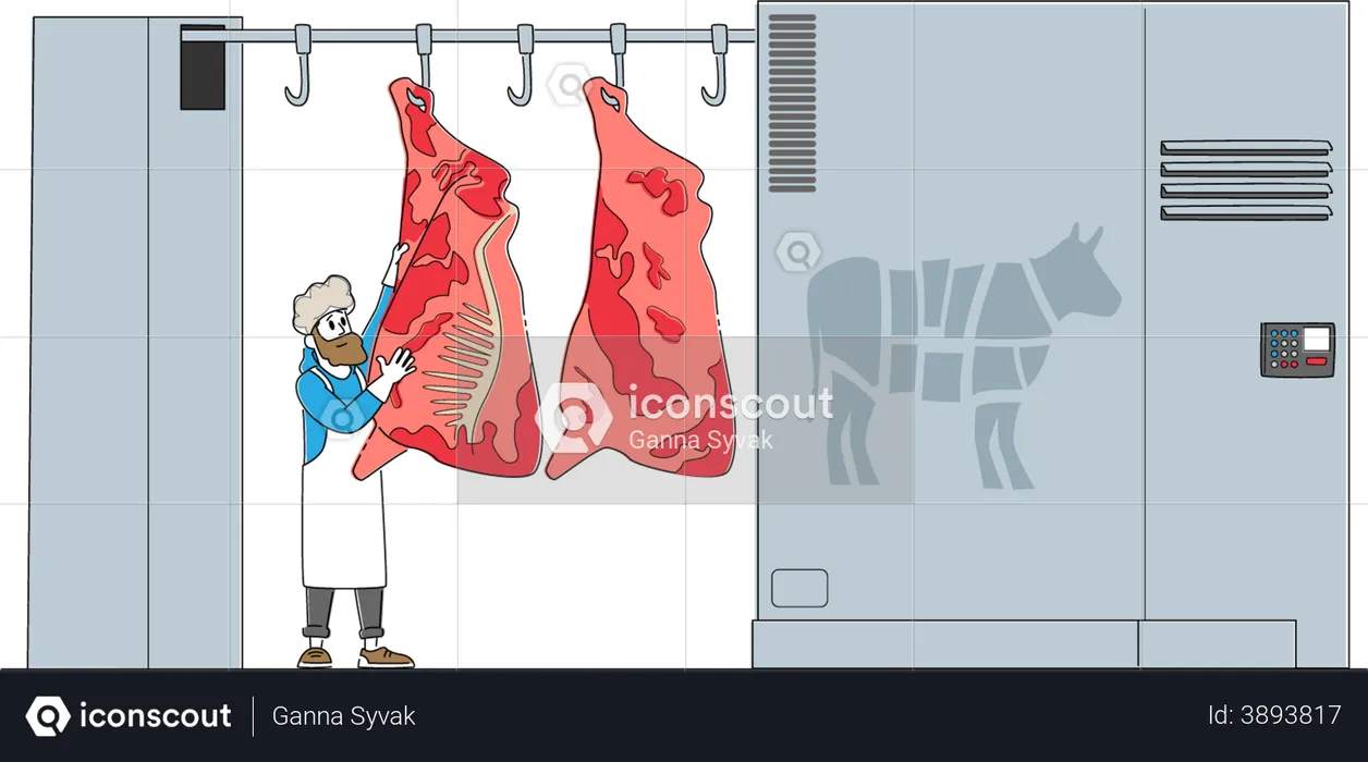 Industrie de la fabrication végétale et de la boucherie  Illustration