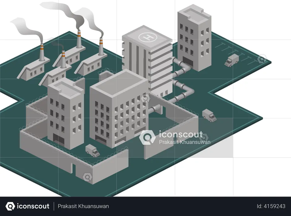 Verschmutzung durch Industrieschornsteine  Illustration