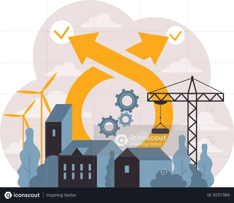 Industries using green energy  Illustration