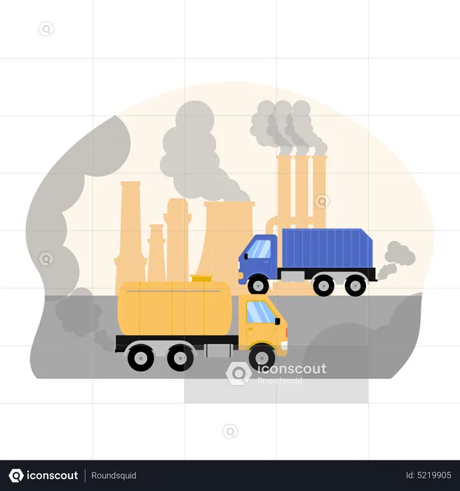 Industry vehicle releasing harmful gases  Illustration