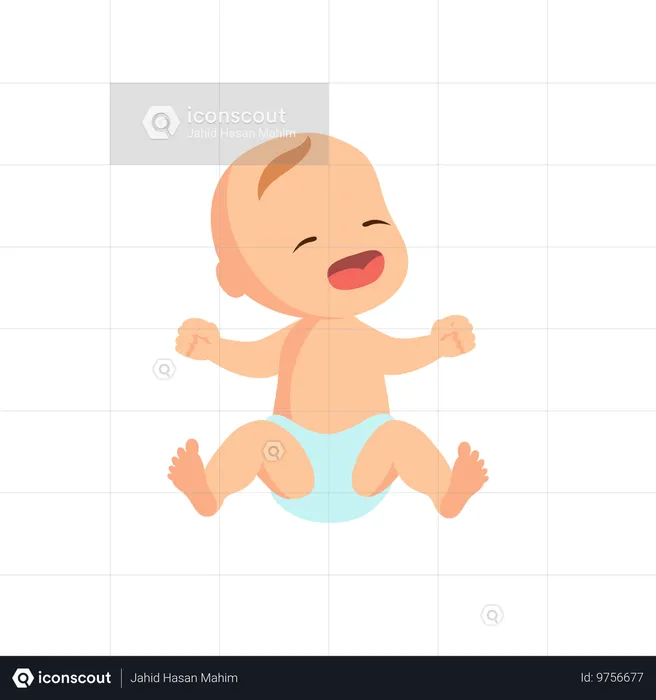 Infant baby crying  Illustration