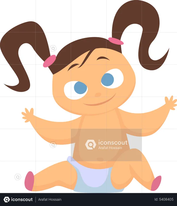 Infant baby girl  Illustration