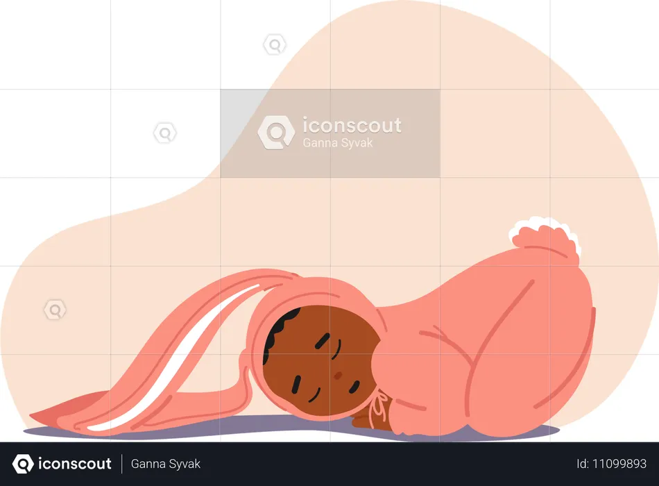 Infant In Bunny Costume and sleep  Illustration