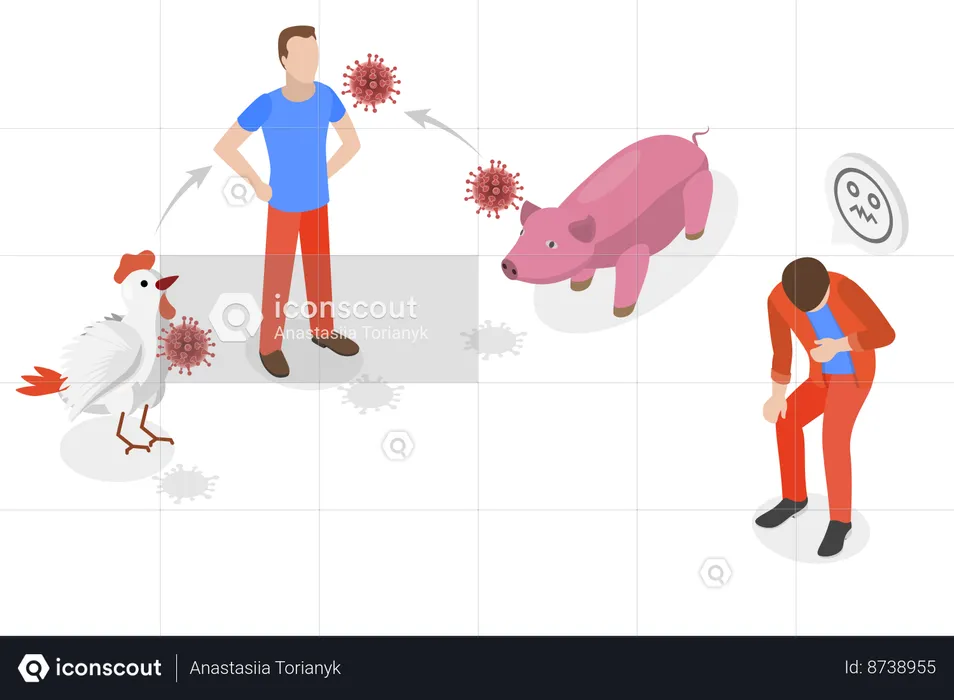 Infection Transmission from Animal to Human  Illustration