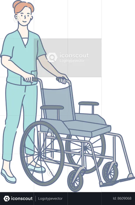 Infirmière en fauteuil roulant  Illustration