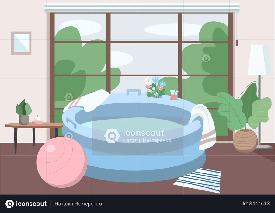 Inflatable tub at home  Illustration