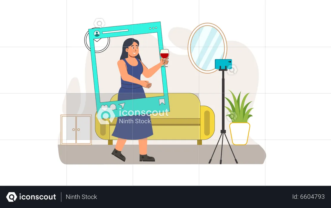 Influencer reviewing wine  Illustration