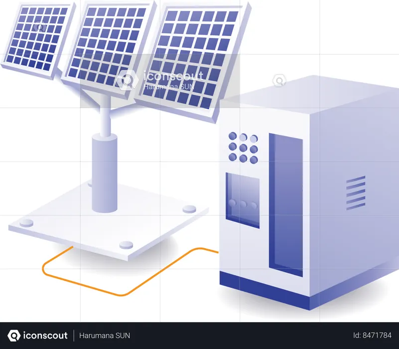 Infografía para el circuito de batería de almacenamiento de energía de paneles solares.  Ilustración