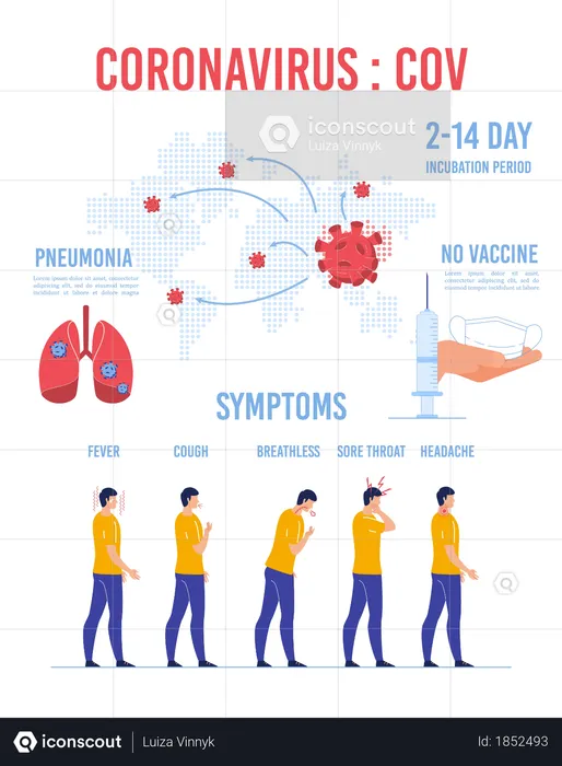 Infográfico de alerta de transmissão mundial de coronavírus  Ilustração