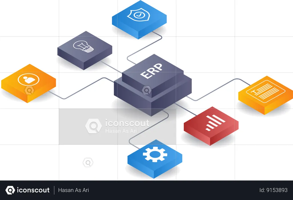 Infográfico de gerenciamento de rede ERP  Ilustração