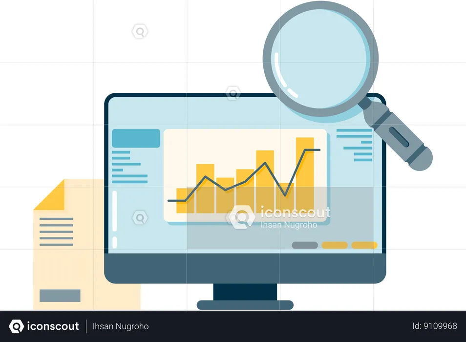 Infográfico no monitor do computador  Ilustração