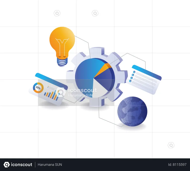 Analyse d'idées de plan d'affaires infographique  Illustration