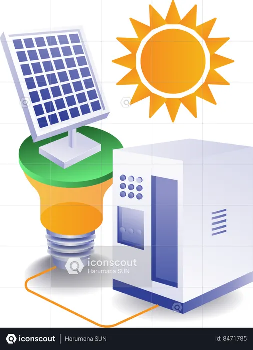 Infographie du circuit de batterie de stockage d'électricité d'énergie de panneau solaire  Illustration