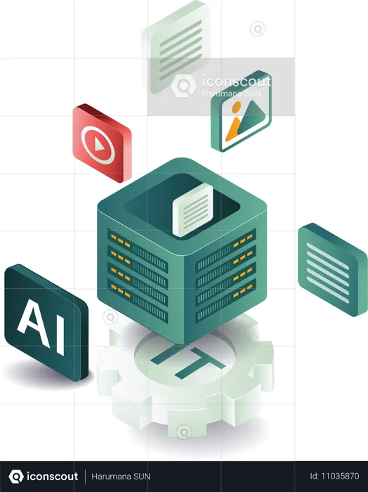 Information technology ai data server  Illustration